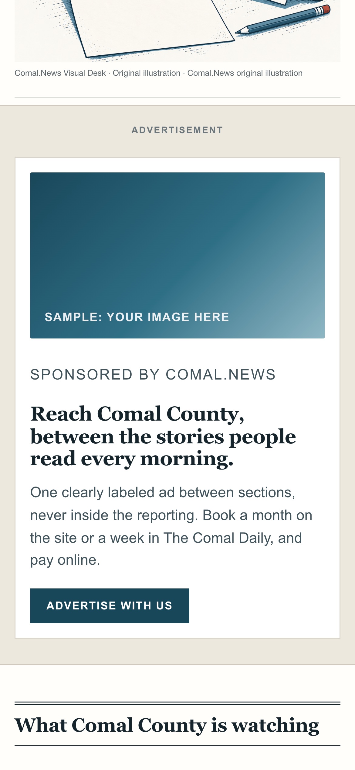 The home page on a phone